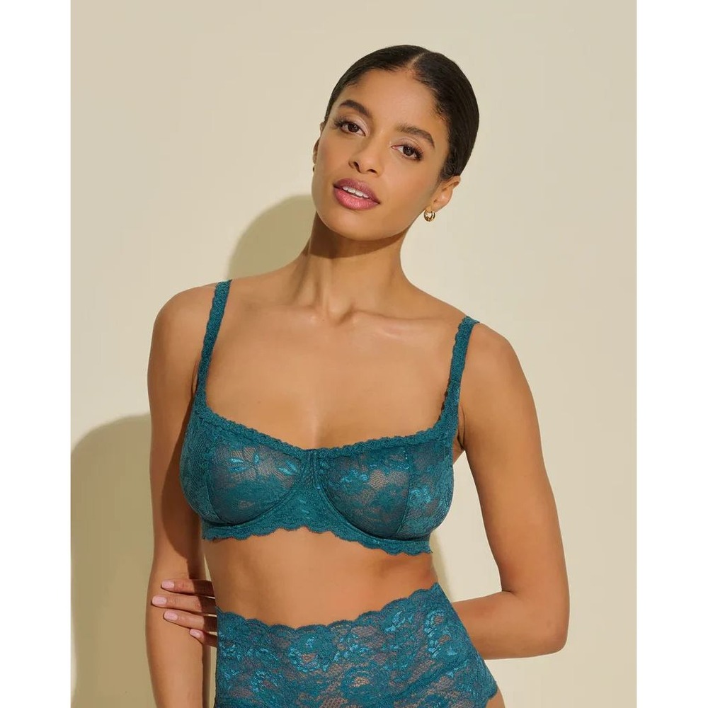 Cosabella Never Say Never Curvy Racie Racerback Bra Teal Green Lace NWT 34C